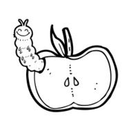 cartoon apple with bug N42