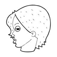 cartoon female face with narrowed eyes N6