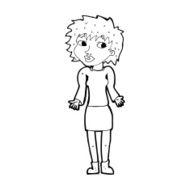 cartoon woman shrugging shoulders N653