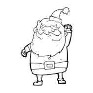 cartoon santa claus punching air N26