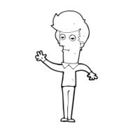 cartoon bored man waving N13