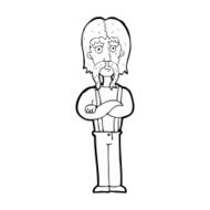cartoon long mustache man with folded arms N15