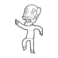 cartoon frightened old man N58