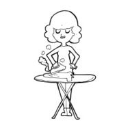 cartoon woman ironing N12