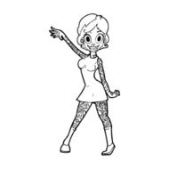 cartoon woman with tattoos N18