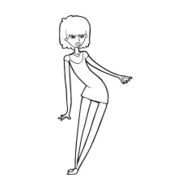 cartoon woman in dress leaning N14