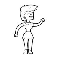 cartoon woman in spectacles waving N14