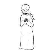 cartoon skeleton in black robe N10