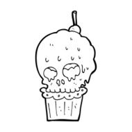 cartoon spooky skull cupcake N14