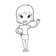Cartoon Woman Waving N460