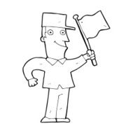cartoon man waving flag N19