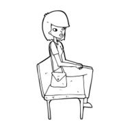 cartoon woman sitting on bench N14
