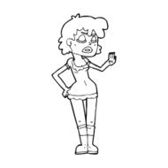 cartoon woman making dismissive gesture N27