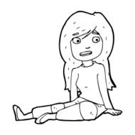 cartoon girl sitting on floor N13