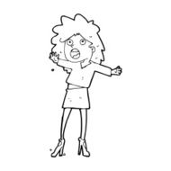 cartoon woman having trouble walking in heels N13