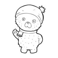 cartoon teddy bear in winter hat and scarf N9