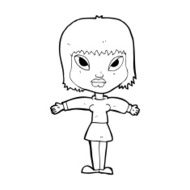 cartoon woman with outstretched arms N15