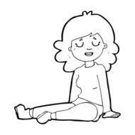 cartoon happy woman sitting on floor N26