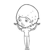 cartoon woman raising hands in air N25