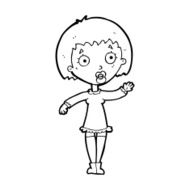 cartoon waving woman N188