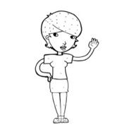 Cartoon Woman Waving N462