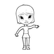 cartoon woman waving hand N14