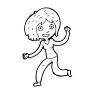 cartoon happy waving girl N15