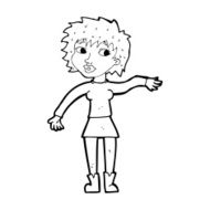cartoon friendly woman waving N69