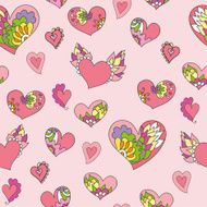 seamless pattern of cute doodle hearts