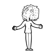 cartoon curious woman looking upwards N15