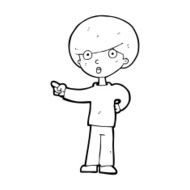 cartoon pointing boy N42