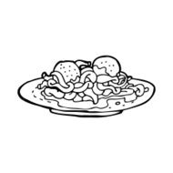 cartoon spaghetti and meatballs N14