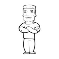 cartoon tough guy with folded arms N14