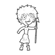 cartoon crazy woman with spear N14