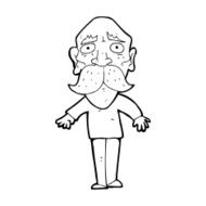 cartoon sad old man N26