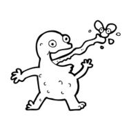 cartoon frog catching fly N18