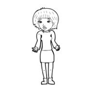 cartoon woman shrugging shoulders N656