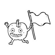 cartoon apple with flag N14