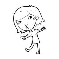 cartoon happy girl gesturing to follow N14