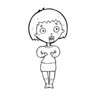 cartoon woman making Who Me? gesture N68