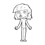 cartoon girl shrugging shoulders N40