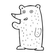 cartoon waving bear N14