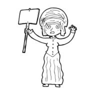 cartoon vicorian woman protesting N14
