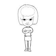 cartoon woman with folded arms imagining N15