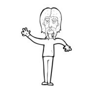 cartoon waving man with mustache N16