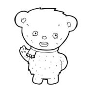 cartoon teddy bear waving N29