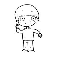 cartoon boy giving peace sign N14