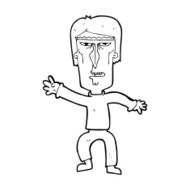 cartoon angry man waving warning N15