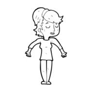 cartoon friendly woman shrugging shoulders N14