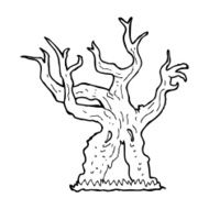 cartoon spooky old tree N22